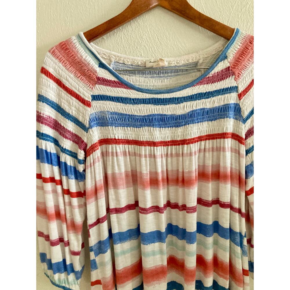 Anthropologie Meadow Rue Smocked Striped Tunic Top Blouse S - Picture 6 of 9
